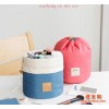 韩国版新款多功能圆桶化妆包 圆形抽绳洗漱包防水尼龙旅行必备