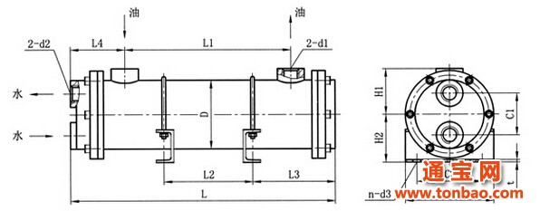 GLC系列列管式冷却器外形尺寸