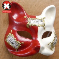 深圳面具厂家新款化妆舞会动物面具纸浆猫脸面具